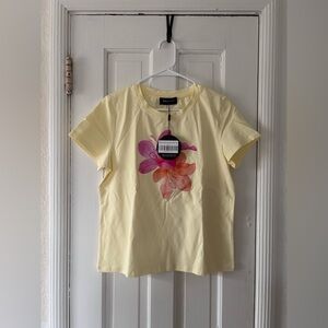 NWT White Fox Boutique Heart Burst Relaxed Baby Tee in Lemon size XL